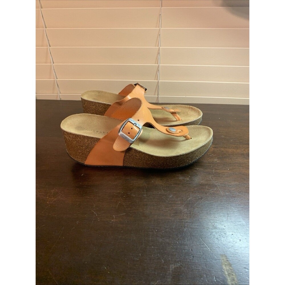 Lola Sabbia For Eric Michael Womens EU 39 USA 8.5 Cork Wedge Leather Sandals EUC